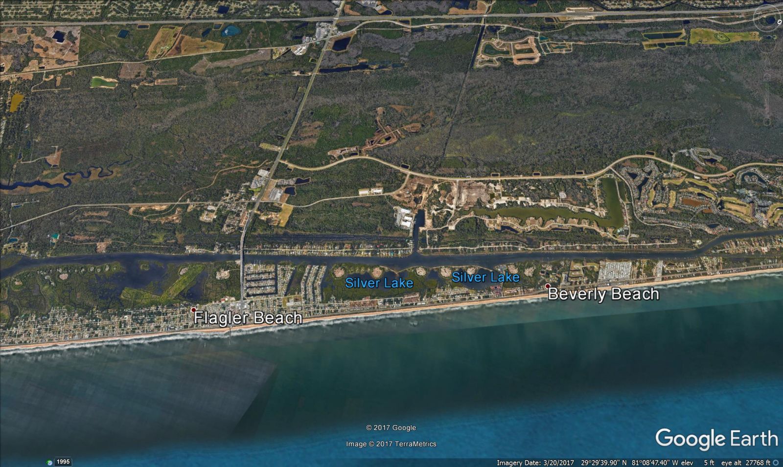 Beverly Beach and Flagler Beach - Google Earth